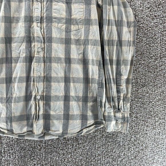 J Crew Shirt Adult Medium Beige Grey Plaid Slim Fit Button Up Mercantile Flex - Picture 4 of 11